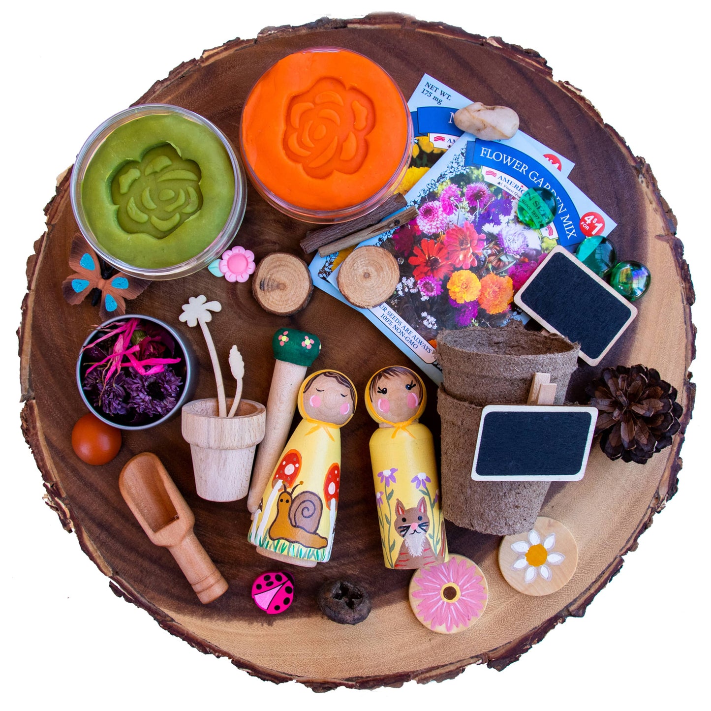 Gardening sensory kit, garden sensory kit, sensory kits sensory bin, play dough kit, playdough kit, playdoh kit, play doh kit, activities for kids at home, arts and crafts for kids, peg dolls for kids, wooden toys, busy box, busy bin